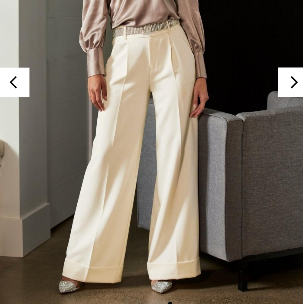 Boston Proper High Waist Wide Leg Crepe Pant cream sz 8 WP144